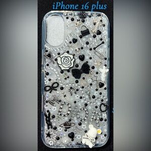 Dior Black and Silver Embellished iPhone 16 Plus Case